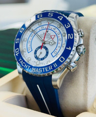 Rolex Yacht-Master II 116680 Steel & Blue Rubber B Band Mercedes Hands BOX/PAPER