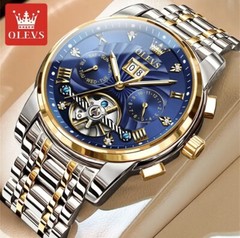 OLEVS Men’s Watch Automatic Mechanical Luxury Stainless Steel Business Blue