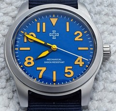 Toujours Pret Mechanical Military tool watch Blasted Stainless steel BLU 39mm