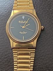 Dufonté by Lucien Piccard Gold Tone Diamond Watch Sold For Parts Free Shipping
