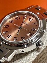 HERMES Watch CL4.210 Clipper Quartz with box silver pink high brand Wristwatch