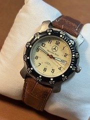 Vintage Mercedes Benz Men Field Watch Beige Dial,37mm,Rotating Beze,Date