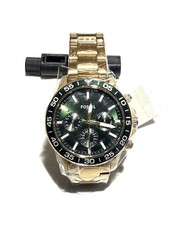 FOSSIL Bannon Mens Multifunction Watch Dark Green Dial Gold Stainless Steel Band