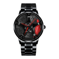 Luxury Fashion Sport Watch Car Wheel Rim Stainless Steel Waterproof Wrist Watch