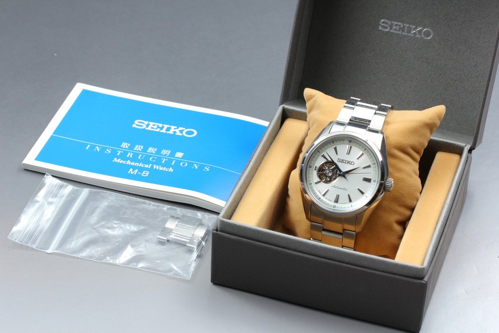 Full Set [MINT] Seiko Presage 4R38-00S0 Date 40mm White AT Mens Watch From JAPAN