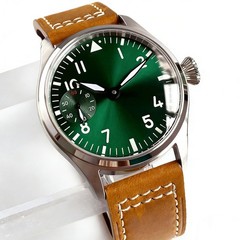 Blue Black Green Dial Tandorio 42mm Vintage ETA 6497 Mechanical Hand Wind Watch
