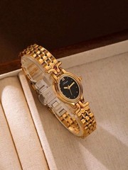 Gold and Black French Vintage Style Unique Dainty Women’s Wrist Watch