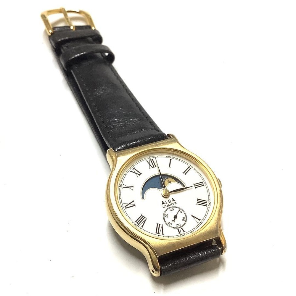 [Rare! Used item, battery replaced] Seiko ALBA Moon Phase Watch