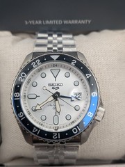 Seiko 5 Sports GMT Automatic Blue Men’s Watch White Dial Full Set – SSK0033K1