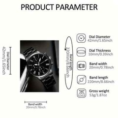 Business Style Men’s Quartz Watch Set with Electronic Drive, Zinc Alloy Case