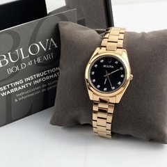 Bulova Surveyor 97P156 Womens Quartz Watch Grey Dial Rose Gold Diamond Stainless