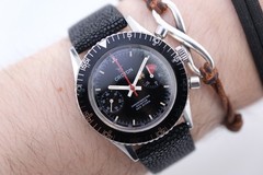1960s Croton Chronomaster Chronograph Watch 38mm Aviator Sea Diver Working Clean