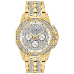 Bulova Crystal 41.7mm Gold-Tone Stainless Steel Men’s Watch – 98C126