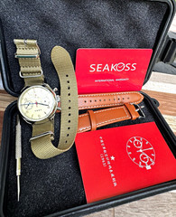 SEAKOSS 1963 Manual Wind Chronograph 38mm Gold Dial NATO/Leather Box Papers
