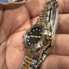 Working Fossil Date 28mm Blue Dial Two Tone Women Watch Quartz New Battery