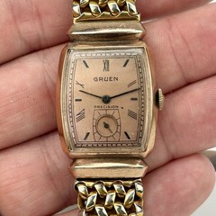 Vtg Gruen Precision Curvex 10k Rose Gold Filled Men’s Watch 17 Jewels Parts