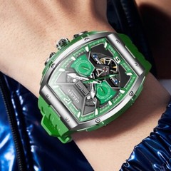 Men’s Automatic Mechanical Watch Tonneau Sapphire Glass 50M Waterproof Luminous
