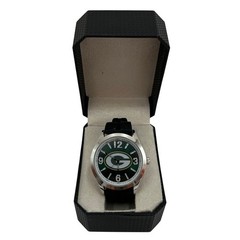 Game Time Green Bay Packers NFL Watch Mens Black Silicone Strap Green Dial New