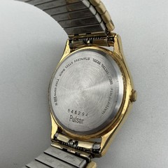 Vintage Pulsar Men Watch 33mm Champagne Dial Day Date Stretch Y148-6019