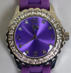 E Butterfly Unisex Quartz Watch NIB #CUR100 Purple Jelly Band Needs New Battery