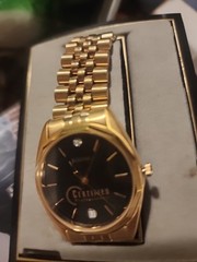 Bulova Men’s Watch Gold Tone Diamond Accent Black Date Dial