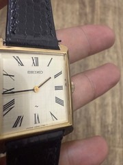 Vintage Seiko 2220-3190 Manual Wind Gold Tone Rectangular Roman Dial Watch
