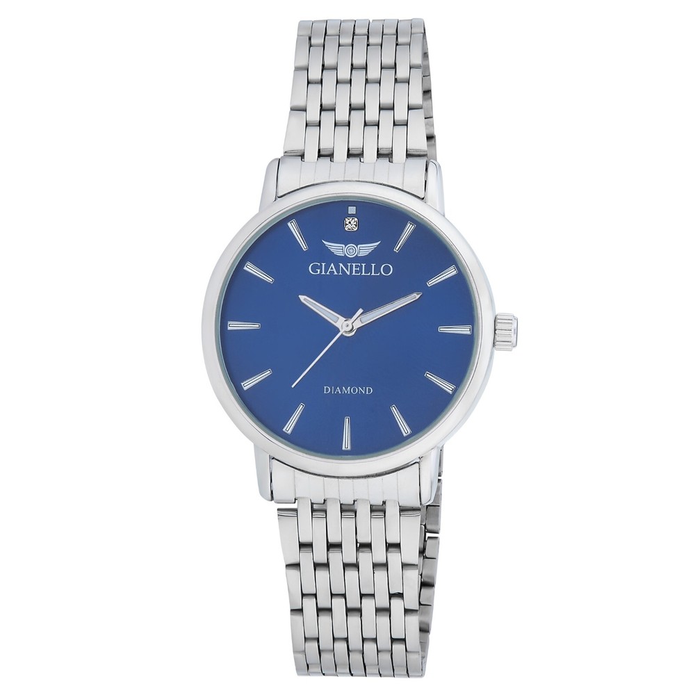 Gianello Genuine Diamond Dial LANZI Round Link Watch Carat Size 1/10