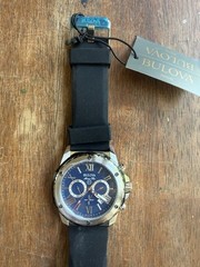 Men’s Bulova Marine Star 98B258 Blue Dial Silicone Strap Chrono Quartz Watch