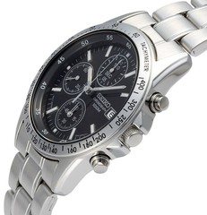 Men’s Watch SEIKO Chronograph SND367PC Black Silver New in Box