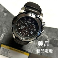 TIMEX T49627 Chronograph Quartz Black Leather Watch Unisex No Box