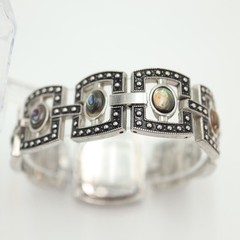 Geneva Womens Silver Tone Opal Watch 29mm Gem Set Bezel Bracelet New Battery