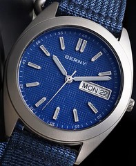 BERNY T2597 38mm Titanium AR Sapphire 10ATM BGW9 Super Lumin Seiko VJ53 Day Date