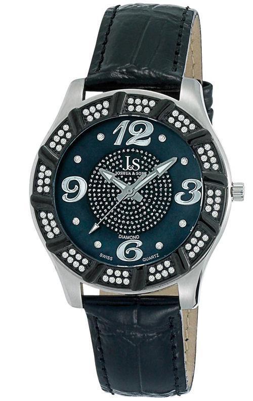 Joshua & Sons JS-17-SS Swiss Quartz Diamond Strap Mens Watch
