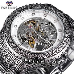 Luxury Skeleton Automatic Watch Men Stainless Steel Mechanical Wristwatch Boxed