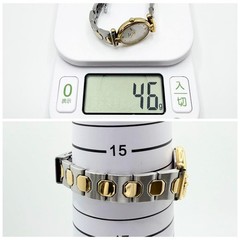 Dior Roman Guilloche Quartz Ladies Wristwatch Gold Combination Japan 073454
