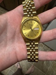 Seiko Men’s Quartz Gold Tone Day/Date 25mm Water Resistant Bracelet