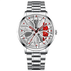 Luxury Men’s Sports Waterproof Quartz Wheel Hub Wristwatch in Stainless Steel