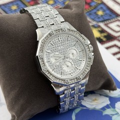 Bulova Men Crystal Octava 98C134 Silver White Dial Diamond Quartz Watch 41.5mm