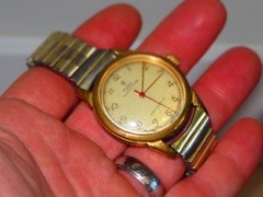 Vintage Tudor Oyster-Yorke 46110 Gold Plated Watch Red Second Hand Fixo-Flex