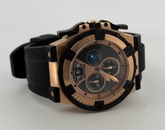 Stuhrling Men’s Falcon 220 Diver 49mm Rose Gold Tone Watch Swiss Chrono Rare