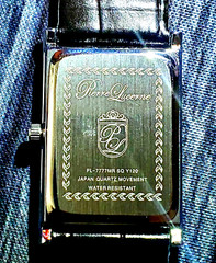 Authentic Pierre Lucerne Slim Quartz Mens BLK Tank Dress Watch