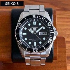 SEIKO 5 Sports SNZF17 Automatic Day Date Black Dial Mens Diver Watch Used Japan