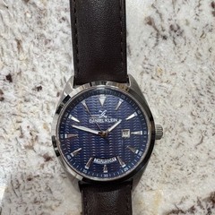 Daniel Klein Premium Blue Textured Dial Day/Date Quartz Brown Leather 5 ATM