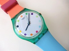CANDY PARLOUR! Colorful POLKA DOT Dial Swatch with Silicone Strap-RARE!