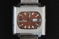 SEIKO 6119 5400 WATCH 17 JEWELS AUTOMATIC BROWN AND CHROME DIAL SHARK MESH STRAP