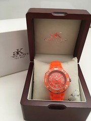 ADEE KAYE Beverly Hills Watch ELETTRICO w Seconds Hand Silicone Band Orange NWT