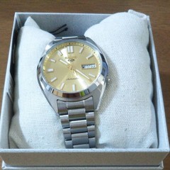 Seiko SBSA295 Auto Analog Wristwatch Luminous Gold Dial Silver Case 37.4mm 10ATM
