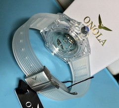 44MM AUTOMATIC CLEAR SKELETON DIAL TRANSPARENT RESIN CASE STRAP ONOLA MECHANICAL