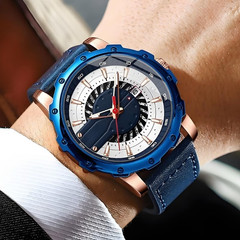 Luxury New Men Sports Chronograph Watch Stylish Blue Wristwatch Gift