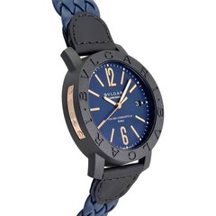 Bvlgari Bulgari BBP40C3CGLD Carbon K18Pink Gold Leather 40.0mm Blue Dial #YKW938